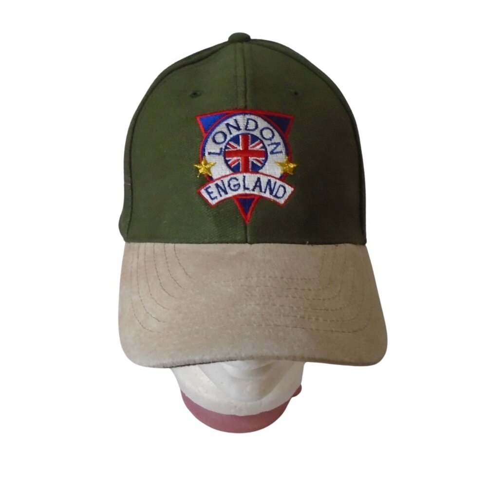 Crest of London England UK Baseball Cap Green Khaki Adjustable Strap Back 3451